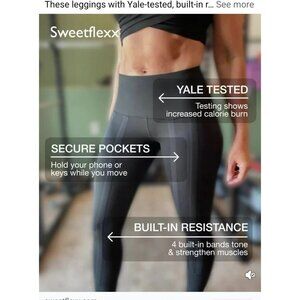 Sweetflexx Resistance Black Leggings High-Rise Size 8 | Sporty Textured Yoga Pan